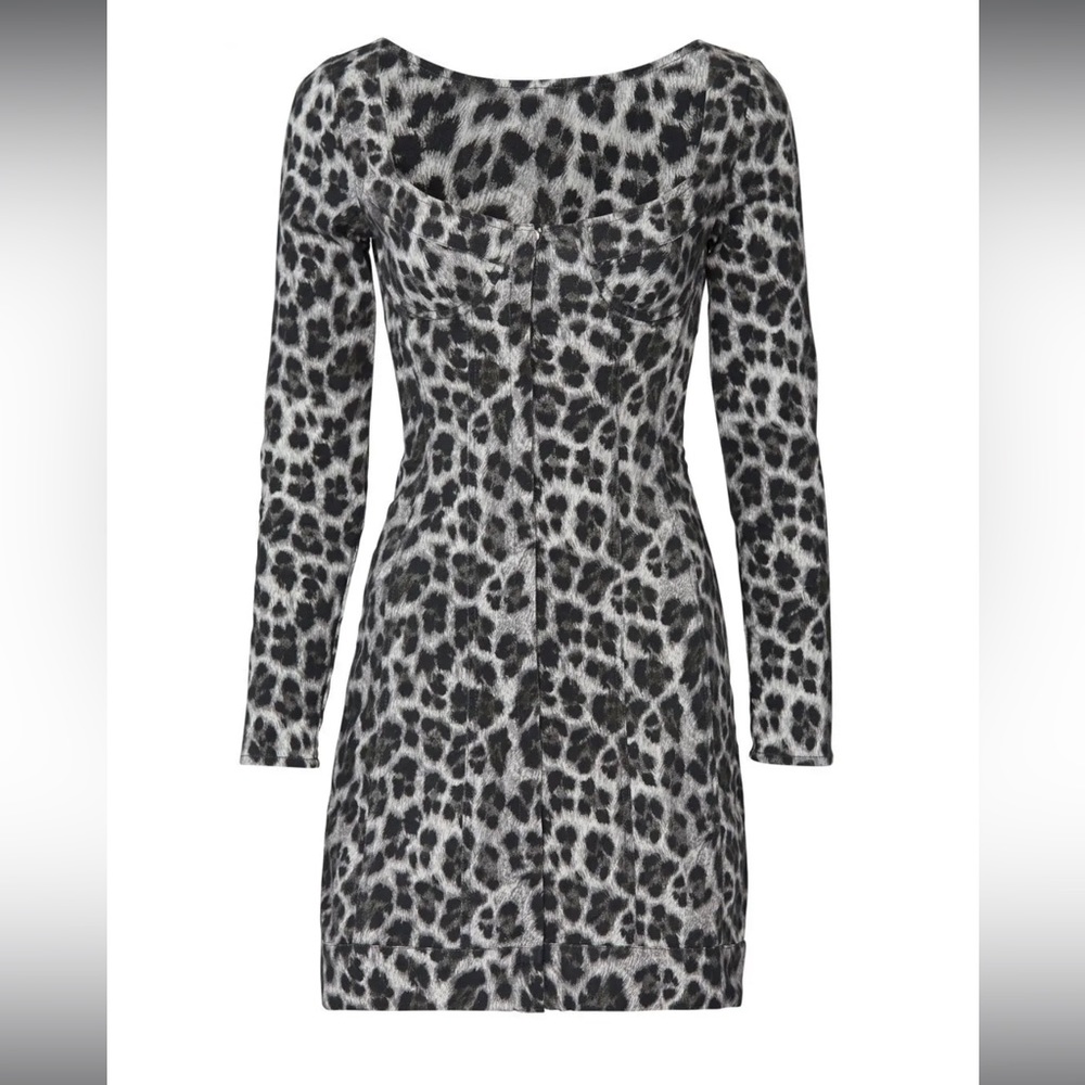Miaou Dree Leopard Print Corset Bustier Denim Mini Dress XS - Picture 8 of 11
